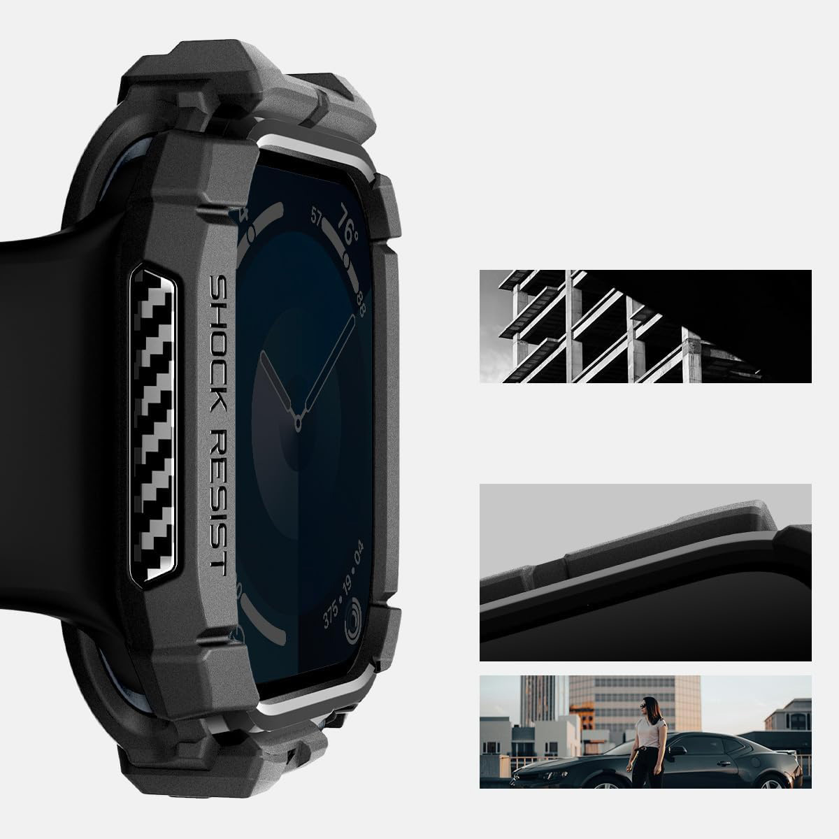 Etui Spigen Rugged Armor do Apple Watch 10 42 mm, czarne
